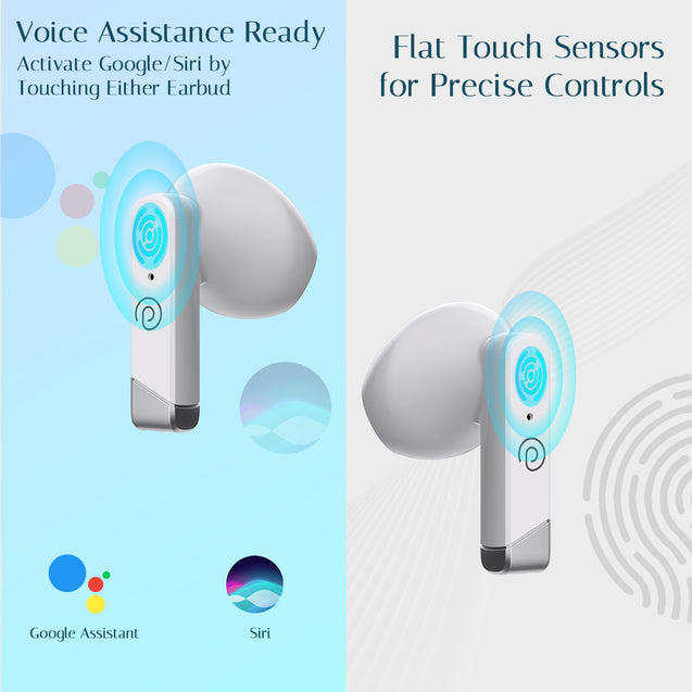 pTron Bassbuds Fute TWS Earbuds with Mic, Bluetooth V5.1 Wireless Headphones, 13mm Driver, 25Hrs Playtime, Snug-Fit In-Ear Buds, Touch Control, Voice Assistant & Type C Fast Charging (Pearl White)