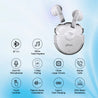 pTron Bassbuds Fute TWS Earbuds with Mic, Bluetooth V5.1 Wireless Headphones, 13mm Driver, 25Hrs Playtime, Snug-Fit In-Ear Buds, Touch Control, Voice Assistant & Type C Fast Charging (Pearl White)