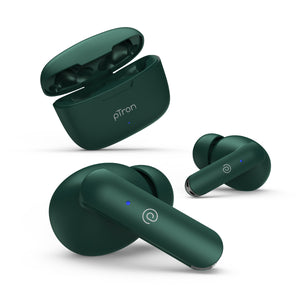 pTron Bassbuds Duo in-Ear Wireless Earbuds, Immersive Sound, 32H Playtime, Clear Calls TWS Earbuds, Bluetooth V5.1 Headphone, Type-C Fast Charging, Voice Assistant & IPX4 Water Resistant (Green)