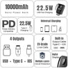 pTron Dynamo Electra 10000mAh 22.5W Nano Power Bank, Compact Size Fast Charging, Supports VOOC/Wrap/Dash USB Charging, 20W PD Fast Charging, Built-in Cables, 3 Output Ports & BIS Certified (Black)