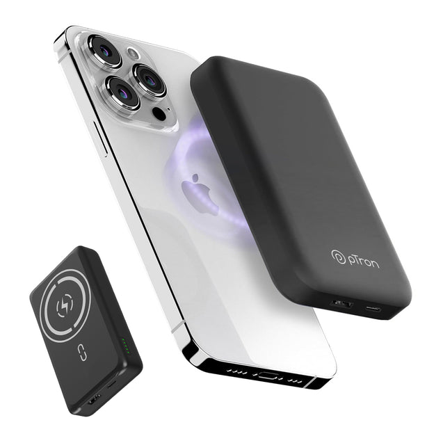 pTron Dynamo Arc 10000mAh 22.5W USB Fast Charging Power Bank, 15W MagSafe Wireless Charging, 20W PD/Type C Fast Charging, 3 Outputs/1 Input, Multiple Layers Of Protection & BIS Certified (Black)