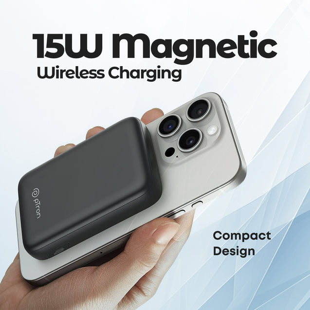 pTron Dynamo Arc 10000mAh 22.5W USB Fast Charging Power Bank, 15W MagSafe Wireless Charging, 20W PD/Type C Fast Charging, 3 Outputs/1 Input, Multiple Layers Of Protection & BIS Certified (Black)