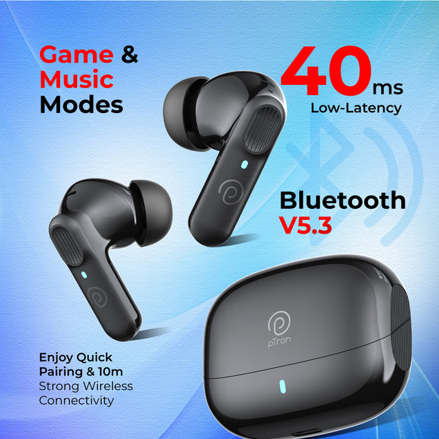 pTron Zenbuds 1 V2 ANC Bluetooth in Ear Earbuds 32Db Quietsound Tech,13Mm Hyperdrivers with 4D Panaromic Audio,4 Quadpro ANC Mics,40Ms Low Latency Game/Music Modes,Bluetooth V5.3 (Black)