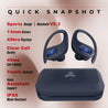pTron Bassbuds Sports In-Ear TWS Earbuds with Ultra HD Mic, 13mm HyperDrive Transducers with Bass Emitters, 45H Playtime, 45ms HyperLow-Latency, BTV5.3 Wireless Headphones, Type-C Charging & IPX5 (Blue)