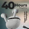 pTron Bassbuds Bliss Quad Mic In-Ear TWS Earbuds with TruTalk ENC Calls, 40H Playtime, 50ms Game/Music Modes, BT5.3 Headphones, Type C Fast Charging & IPX5 Water Resistant (Grey)