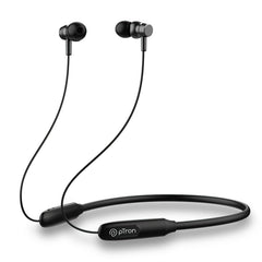 pTron Tangent Flex Bluetooth 5.3 Wireless In Ear Headphone with Mic, 38H Playtime, 13mm Driver, Dual Device Pairing Wireless Neckband, Type-C Charge, Magnetic Buds & IPX5 Water Resistant (Matt Black)