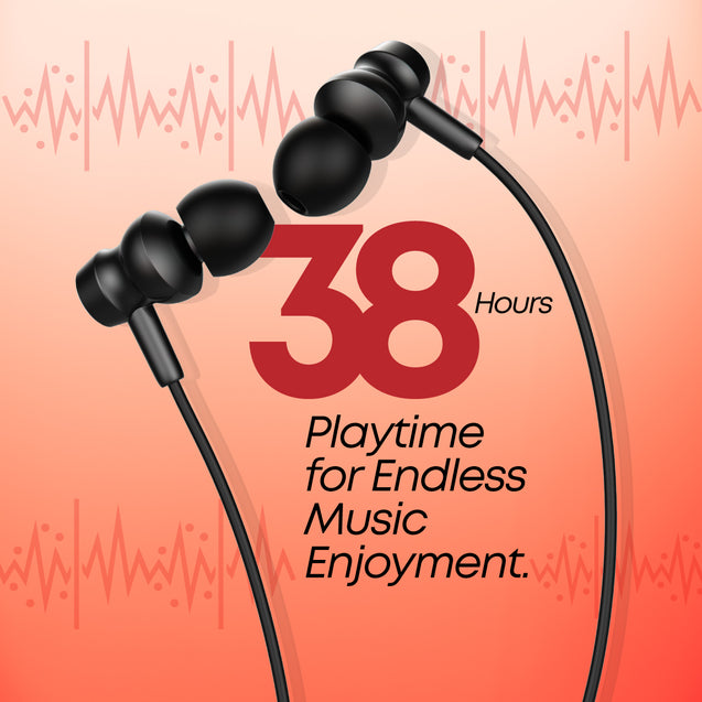 pTron Tangent Flex Bluetooth 5.3 Wireless In Ear Headphone with Mic, 38H Playtime, 13mm Driver, Dual Device Pairing Wireless Neckband, Type-C Charge, Magnetic Buds & IPX5 Water Resistant (Matt Black)
