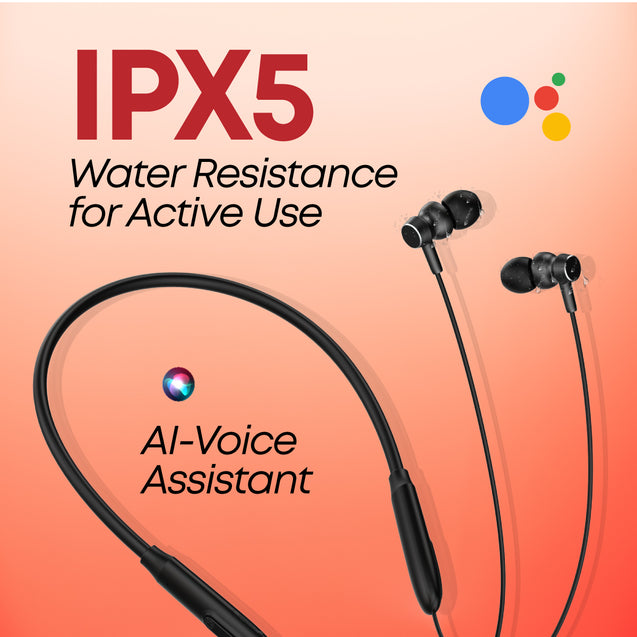 pTron Tangent Flex Bluetooth 5.3 Wireless In Ear Headphone with Mic, 38H Playtime, 13mm Driver, Dual Device Pairing Wireless Neckband, Type-C Charge, Magnetic Buds & IPX5 Water Resistant (Matt Black)