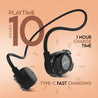 pTron Tangent Impulse Safebeats Open Ear Wireless Headphones with Mic, 10H Playtime, Designed for Ear Health & Comfort, Bluetooth V5.3, Dual Device Pairing & Type-C Fast Charging (Active Black)
