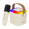 pTron Fusion Tunes 10W Mini Bluetooth Speaker with Wireless Karaoke Mic, 8Hrs Playtime, Vivid RGB Lights, Voice Effects, Multi-Play Modes BT5.1/TF Card & Type-C Charging Port (Light Cream)