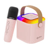pTron Fusion Tunes 10W Mini Bluetooth Speaker with Wireless Karaoke Mic, 8Hrs Playtime, Vivid RGB Lights, Voice Effects, Multi-Play Modes BT5.1/TF Card & Type-C Charging Port (Light Pink)