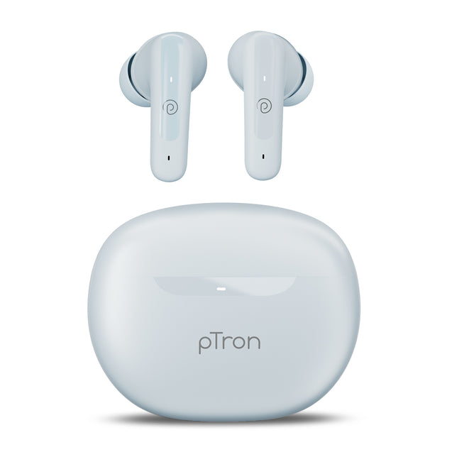 pTron Bassbuds Astra In-Ear TWS Earbuds with Stereo Sound, 34Hrs Playtime, Stereo Calls, Bluetooth V5.3 Headphones with Quick Pairing, Touch Control, Voice Assistant, Type C Charging & IPX4 (Grey)