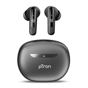 pTron Bassbuds Joy In-Ear TWS Earbuds with Stereo Sound, 34Hrs Playtime, Stereo Calls, Bluetooth V5.3 Headphone with Quick Pairing, Touch Control, Voice Assist, Type C Charging & IPX4 (Black)