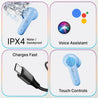 pTron Bassbuds Astra In-Ear TWS Earbuds with Stereo Sound, 34Hrs Playtime, Stereo Calls, Bluetooth V5.3 Headphone with Quick Pairing, Touch Control, Voice Assist, Type C Charging & IPX4 (Light Blue)