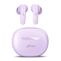 pTron Basspods Mojo in-Ear TWS Earbuds with Stereo Sound, 34Hrs Playtime, Stereo Calls, Bluetooth V5.3 Headphones with Quick Pairing, Touch Control, Voice Assistant, Type C Charging & IPX4 (Lilac)