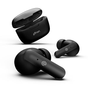 pTron Bassbuds Joy in-Ear Wireless Earbuds, Immersive Sound, 32Hrs Playtime, Clear Calls TWS Earbuds, Bluetooth V5.1 Headphone, Type-C Fast Charging, Voice Assist & IPX4 Water Resistant (Black Matt)
