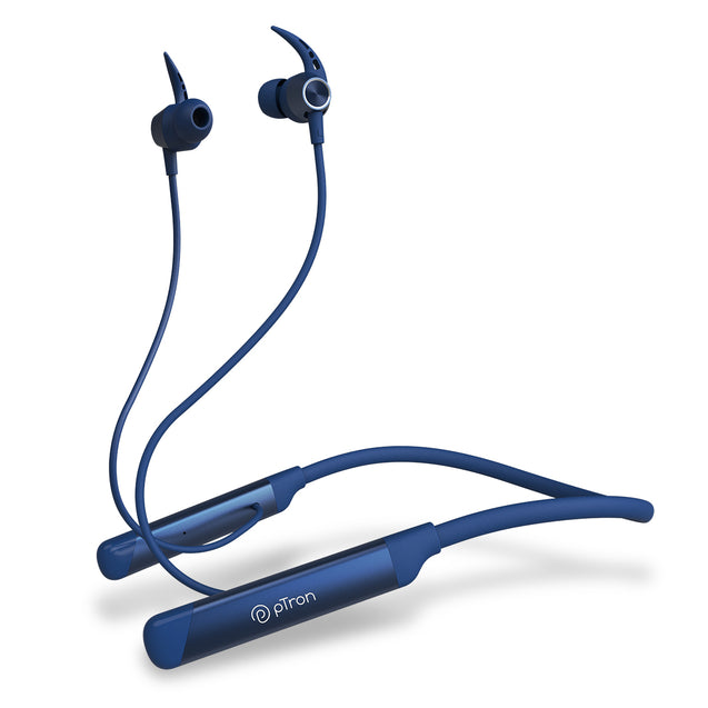 pTron Tangent Sports In-Ear Wireless Neckband with 60Hrs Playtime, AI-ENC Calls, 40ms Game Mode, HD Mic, BT5.2 Headphone, Deep Bass, Dual Device Pairing, Type-C Charge & Voice Assist (Royal Blue)