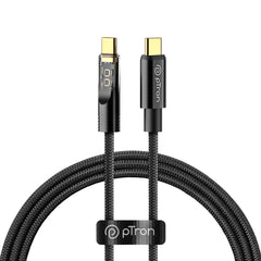 pTron Solero 80W Type-C to Type-C Fast Charging USB Cable, Compatible with Samsung, OnePlus, Oppo, Vivo,Xiaomi & Other Devices, Unbreakable Nylon Braid & 480Mbps Data Sync Speed (1m, Jet Black)