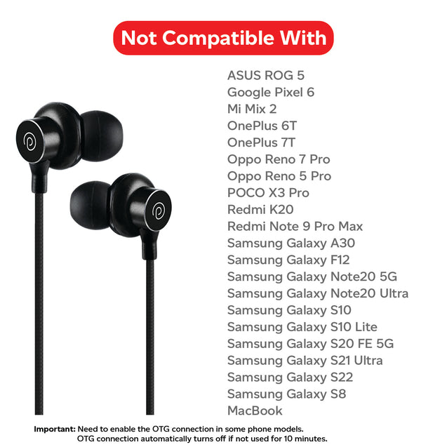 pTron Boom Buddy in-Ear Wired Earphones with Mic, Type-C Audio Connector, Immersive Stereo Sound with Deep Bass, 14mm Large Dynamic Drivers & 1.2M Nylon Braided Cable (Jet Black)