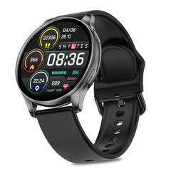 pTron Pulsefit Classic Smartwatch with Round 1.32" Full Touch Display, Bluetooth Calling, 600 NITS, Metal Frame, 100+ Watch Faces, HR,SpO2, Sports Mode, Voice Assist, IP68 & 5 Days Battery Life (Black)