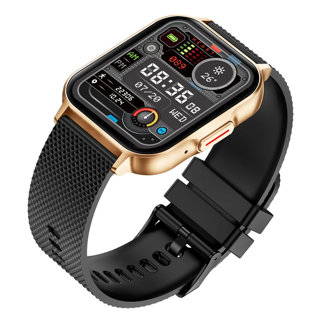pTron Pulsefit Ace Smartwatch with 2.01" Full Touch Display, Bluetooth Calling, 600 NITS, Metal Frame, 100+ Watch Faces, HR, SpO2, Sports Mode, Voice Assist, 5 Days Battery Life & IP68 (Gold)