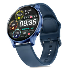 pTron Pulsefit Classic Smartwatch with Round 1.32" Full Touch Display, Bluetooth Calling, 600 NITS, Metal Frame, 100+ Watch Faces, HR,SpO2, Sports Mode, Voice Assist, IP68 & 5 Days Battery Life (Blue)