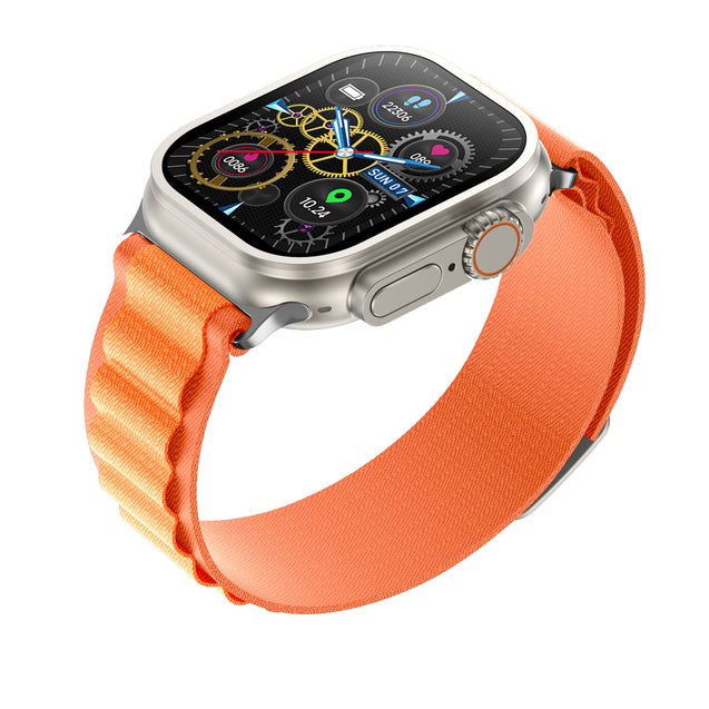 pTron Pulsefit Ultra Smartwatch with Bluetooth Calling, 2.01" Full Touch Display, 650 NITS, Digital Crown, Metal Frame, 100+ Watch Faces, HR, SpO2, Voice Assistant, IP68 & 5 Days Battery Life (Orange)