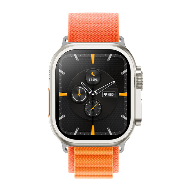 pTron Pulsefit Ultra Smartwatch with Bluetooth Calling, 2.01" Full Touch Display, 650 NITS, Digital Crown, Metal Frame, 100+ Watch Faces, HR, SpO2, Voice Assistant, IP68 & 5 Days Battery Life (Orange)
