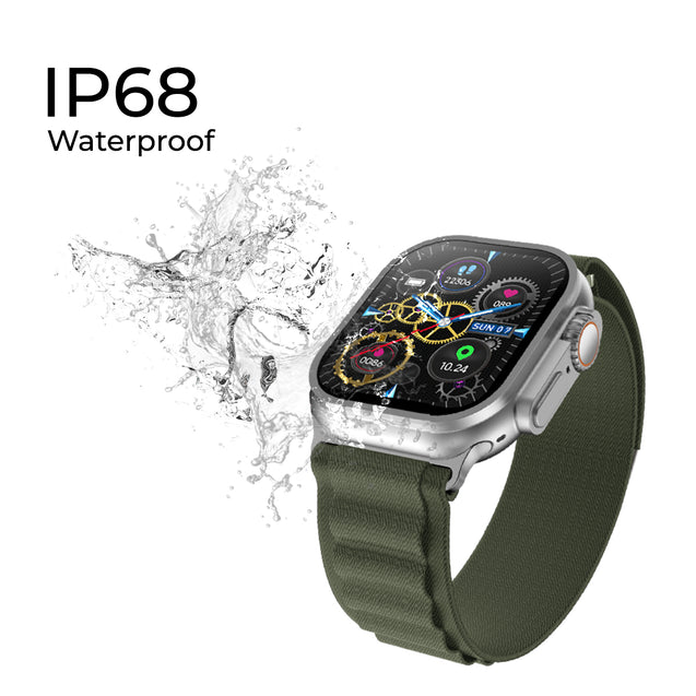 pTron Pulsefit Ultra Smartwatch with Bluetooth Calling, 2.01" Full Touch Display, 650 NITS, Digital Crown, Metal Frame, 100+ Watch Faces, HR, SpO2, Voice Assistant, IP68 & 5 Days Battery Life (Green)