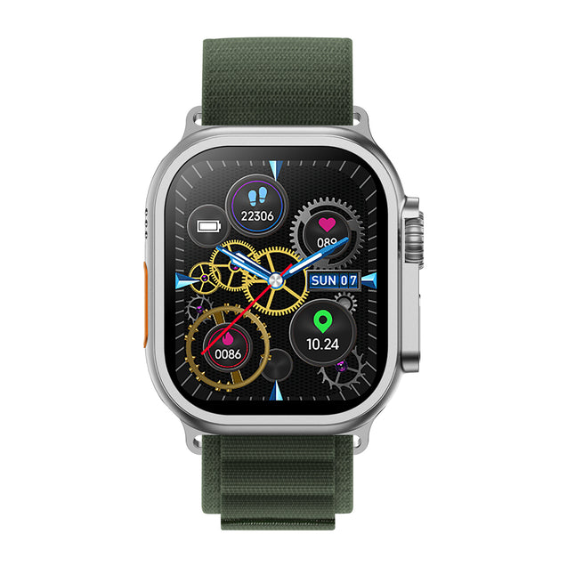 pTron Pulsefit Ultra Smartwatch with Bluetooth Calling, 2.01" Full Touch Display, 650 NITS, Digital Crown, Metal Frame, 100+ Watch Faces, HR, SpO2, Voice Assistant, IP68 & 5 Days Battery Life (Green)