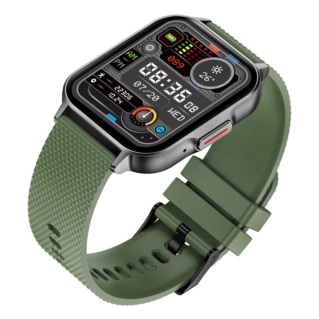 pTron Pulsefit Ace Smartwatch with 2.01" Full Touch Display, Bluetooth Calling, 600 NITS, Metal Frame, 100+ Watch Faces, HR, SpO2, Sports Mode, Voice Assist, 5 Days Battery Life & IP68 (Green)