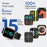 pTron Pulsefit Vibe Smartwatch with 1.85" Full Touch Display, Bluetooth Calling, 600 NITS, Digital Crown, 100+ Watch Faces, HR, SpO2, Sports Mode, Voice Assistant, 5 Days Battery Life & IP68 (Gold)