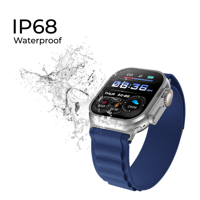 pTron Pulsefit Ultra Smartwatch with Bluetooth Calling, 2.01" Full Touch Display, 650 NITS, Digital Crown, Metal Frame, 100+ Watch Faces, HR, SpO2, Voice Assistant, IP68 & 5 Days Battery Life (Blue)