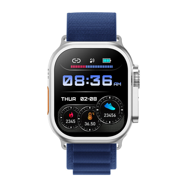 pTron Pulsefit Ultra Smartwatch with Bluetooth Calling, 2.01" Full Touch Display, 650 NITS, Digital Crown, Metal Frame, 100+ Watch Faces, HR, SpO2, Voice Assistant, IP68 & 5 Days Battery Life (Blue)