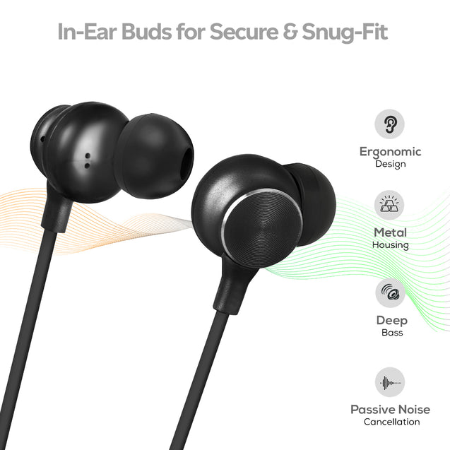 pTron Tangent Duo in Ear Wireless Headphones with Mic, 13mm Driver, Bluetooth V5.2, Dual Device Pairing, Fast Charging Type-C Wireless Neckband, Voice Assistant & IPX4 Water Resistant (Black/Cool Grey)