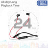 pTron Tangent Duo in Ear Wireless Headphones with Mic, 13mm Driver, Bluetooth V5.2, Dual Device Pairing, Fast Charging Type-C Wireless Neckband, Voice Assistant & IPX4 Water Resistant (Red & Jet Black)