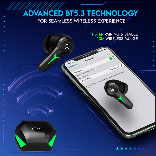 pTron Playbuds 2 TWS Earbuds with Mic (Raven Black)