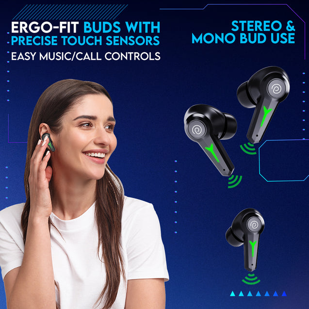 pTron Playbuds 2 TWS Earbuds with Mic (Raven Black)