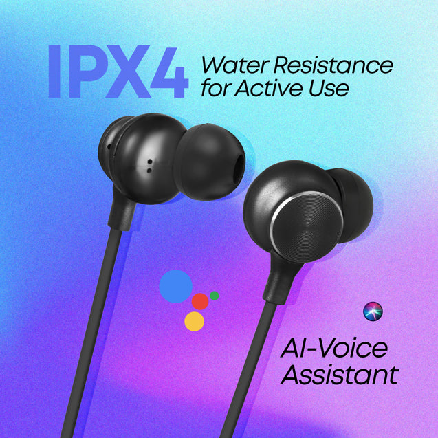 pTron Tangent Duo in Ear Wireless Headphones with Mic, 13mm Driver, Bluetooth V5.2, Dual Device Pairing, Fast Charging Type-C Wireless Neckband, Voice Assistant & IPX4 Water Resistant (Jet Black)