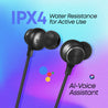 pTron Tangent Duo in Ear Wireless Headphones with Mic, 13mm Driver, Bluetooth V5.2, Dual Device Pairing, Fast Charging Type-C Wireless Neckband, Voice Assistant & IPX4 Water Resistant (Jet Black)