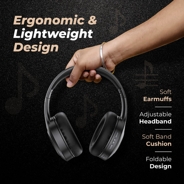 pTron Studio Pro Over-Ear BT5.3 Headphones (Black)