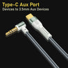 pTron Type-C to 3.5mm Aux Cable, 90 Degree Gold-plated Connector, Male to Male Stereo Audio Cable, Metal Heads, Nylon Braided, Compatible with iPhone 15 Pro Max/15 Pro/15 Plus, Solero A15 (1.5m, Grey)