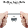 pTron Type-C to 3.5mm Aux Cable, 90 Degree Gold-plated Connector, Male to Male Stereo Audio Cable, Metal Heads, Nylon Braided, Compatible with iPhone 15 Pro Max/15 Pro/15 Plus, Solero A15 (1.5m, Grey)