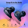 pTron Bassbuds Wave with TruTalk AI-ENC Calls, Movie/Music Modes, Deep Bass, BT5.3 Wireless Headphones, 40Hrs Combined Playtime, in-Ear TWS Earbuds, Touch Control, Type-C Fast Charging & IPX4 (Ash Blue)
