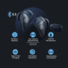 pTron Bassbuds Wave with TruTalk AI-ENC Calls, Movie/Music Modes, Deep Bass, BT5.3 Wireless Headphones, 40Hrs Combined Playtime, in-Ear TWS Earbuds, Touch Control, Type-C Fast Charging & IPX4 (Ash Blue)
