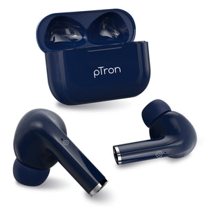 pTron Bassbuds Neo TWS Earbuds, HD Mic & TruTalk AI-ENC Calls, Immersive Sound, Game/Music Modes, 35H Playtime, in-Ear Bluetooth 5.3 Headphones, Type-C Fast Charging & IPX5 Water Resistant (Ink Blue)