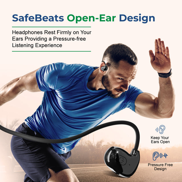 pTron Tangent Play Open-Ear Wireless On Ear Neckband with HD Mic, Safebeats Design Ear Health & Comfort, 14Hrs Playtime, BT v5.3 Wireless Headphones, Touch Control, Type-C Fast Charge & IPX5 (Shiny Black)
