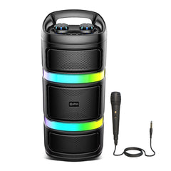 pTron Fusion Quad V2 Party Speaker with Mic (Satin Black)