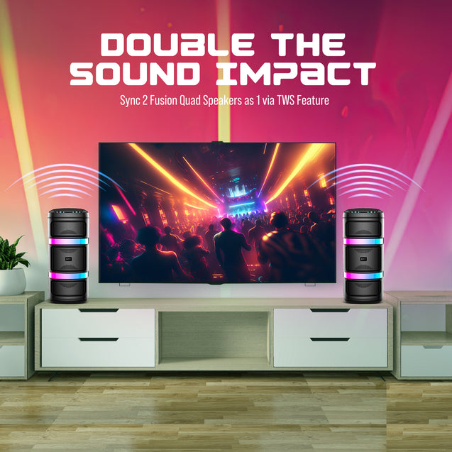 pTron Fusion Quad V2 Party Speaker with Mic (Satin Black)