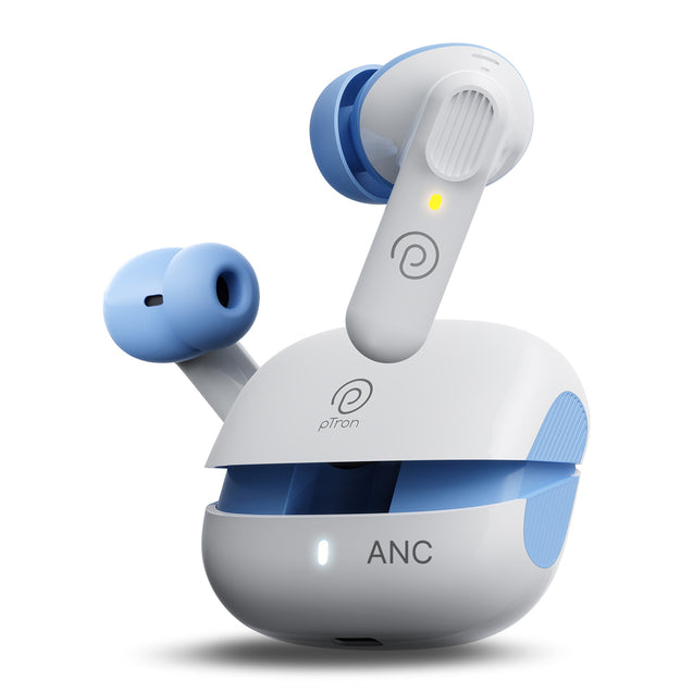 pTron Zenbuds 1 V2 ANC Bluetooth V5.3 in Ear Earbuds, 32Db Quietsound Tech, 13Mm Hyperdrivers with 4D Panaromic Audio, 4 Quadpro ANC Mics, 40Ms Low Latency Game/Music Modes & IPX5 (Snow White)